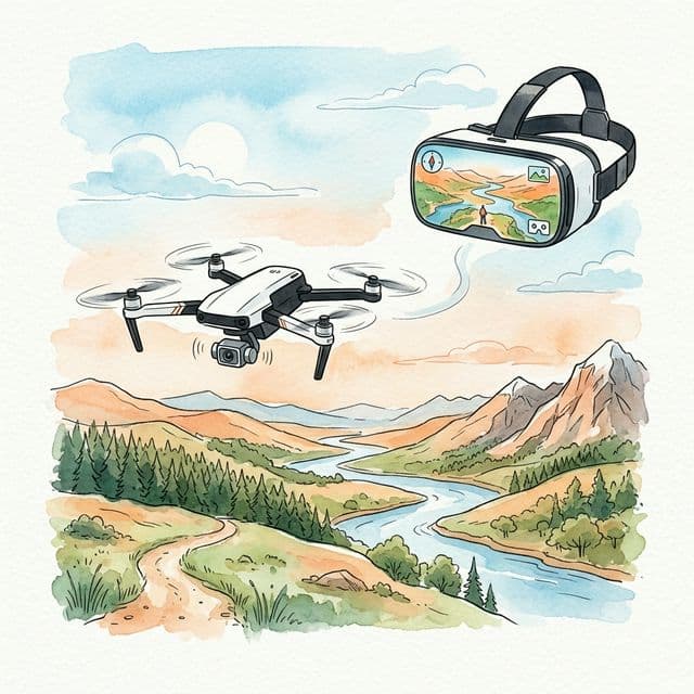 Drone VR Advertising — watercolor illustration
