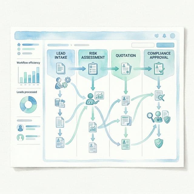 InsuraTech CRM — watercolor illustration
